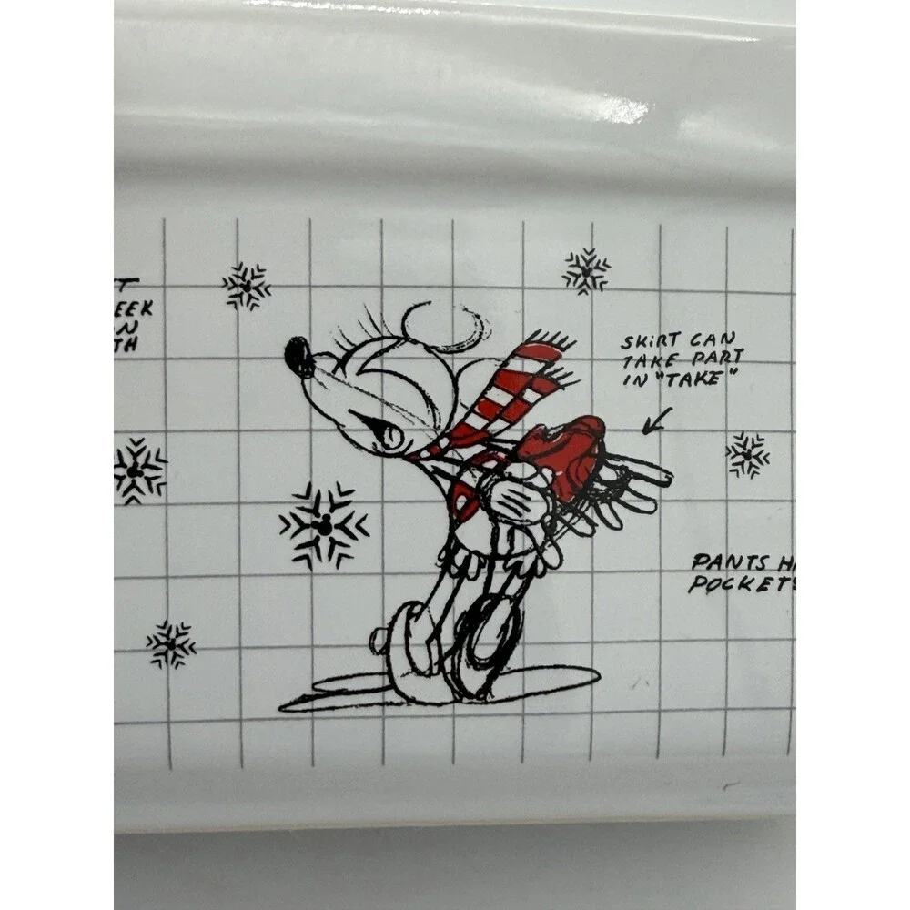 Disney Mickey Minnie Mouse Christmas Sketchbook Loaf Pan Bowl Porcelain